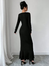 Privรฉ Women V-Neck Warm Basic Metal Button Decor Bodycon Long Dress shein